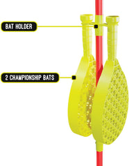 Classic All Surface Swingball Set, Real Tennis Ball, Championship Bats, All Surface Base with Integrated Carry Case for Transportation, For ages 6+ to Adult, Classic Outdoor Games, Red and Yellow