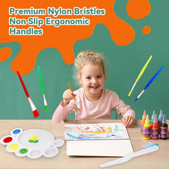 Kids Painting Brush Set with Palette & Scraper – 7 Piece Colourful Art & Craft Tools for Children