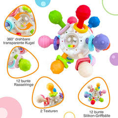 Loyzico Baby Teething Toy – Silicone Sensory Rattle Montessori Toy for Newborns & Infants