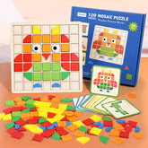 120pcs Creative Mosaic Puzzle,Wooden Pattern Blocks Set,Shape Matching Game,Wooden Puzzle Blocks,Tangram Puzzles For Kids,Montessori Preschool Learning Activity Stem Gift For Aged 3 5 6 8 12