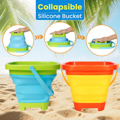 Collapsible Beach Toys Set for Kids - Foldable Sand Bucket and Spade Beach Set Kids,Outdoor Sandbox & Camping,Gardening & Beach Play