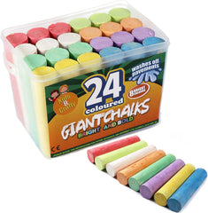 24 Giant Washable Pavement Chalks for Kids Outdoor Drawing
