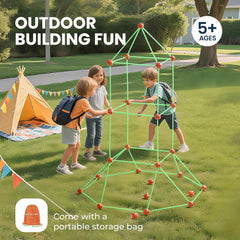 130 Piece Glow in the Dark Fort Building Kit – STEM Construction Play Set for Kids
