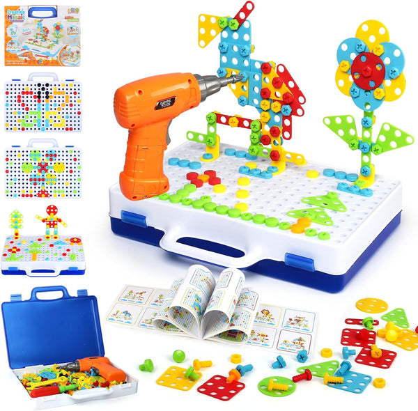 237 Piece STEM Construction Toy Set with Electric Drill – DIY Building Blocks Educational Toy for Kids