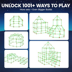 130 PCS Glow in the Dark Fort Building Kit for Kids – STEM Creative Construction Play Tent Set (Ages 5–10)