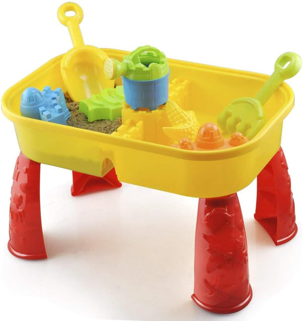 KandyToys Sand and Water Table with Lid and Accessories - Kids Outdoor Play Garden Sandpit