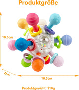 Sensory Teething Toys Teether for 3 Months Baby, Grabbing Ball Baby Toy, Silicone Teething Ring, Montessori Motor Skills Toy, Baby Rattle, Babies Gifts for 0 6 9 Months 1 Year (White)