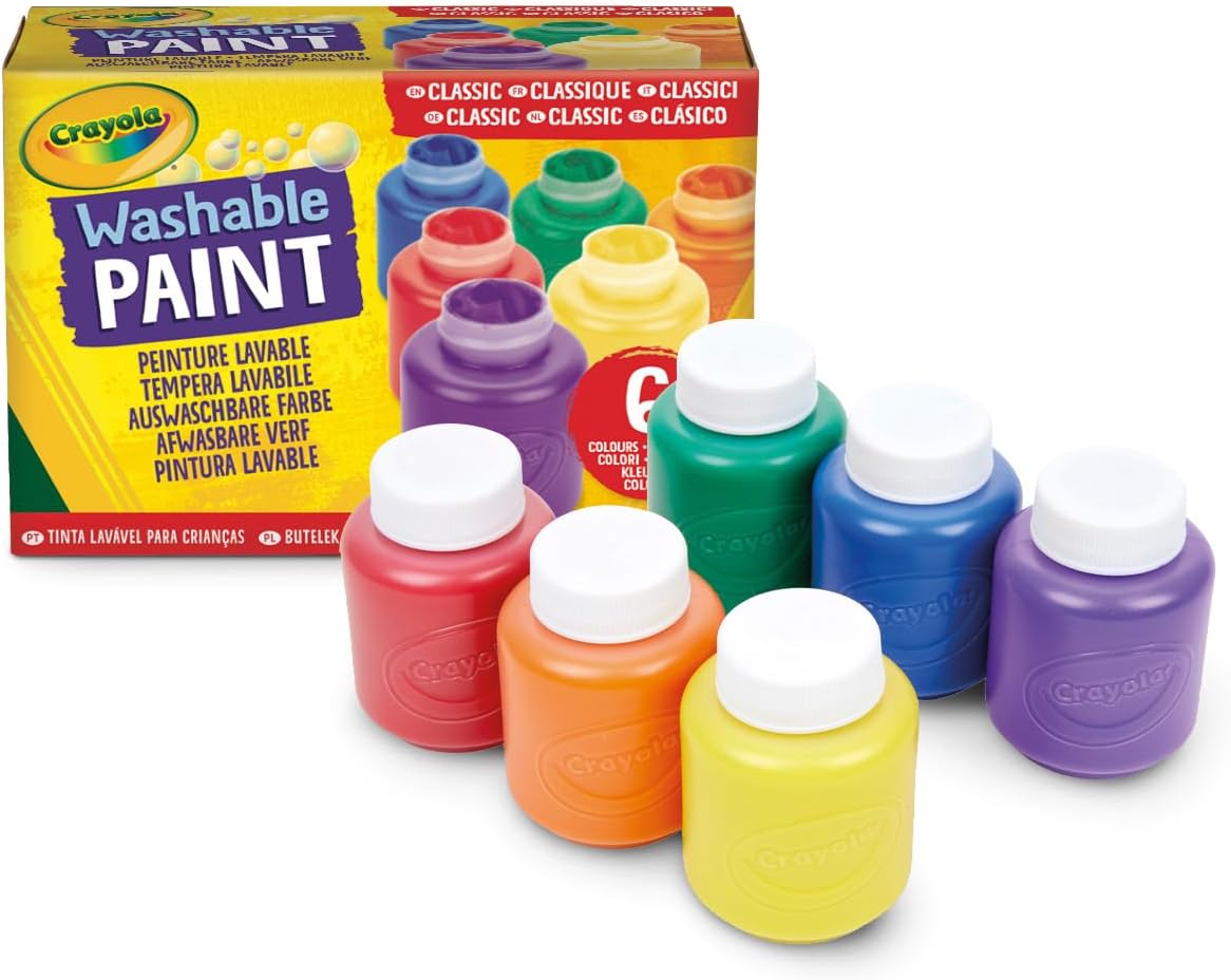Crayola Washable Kids Project Paint Set – 6 Bright Colours (2oz Bottles) Non-Toxic Art &amp; Craft Paints