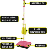 Classic All Surface Swingball Set, Real Tennis Ball, Championship Bats, All Surface Base with Integrated Carry Case for Transportation, For ages 6+ to Adult, Classic Outdoor Games, Red and Yellow