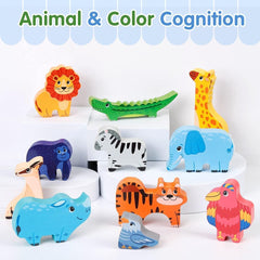 Maxricus Montessori Wooden Animal Stacking Toy – Balance & Building Game for Toddlers