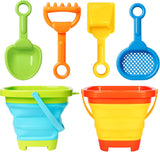 Collapsible Beach Toys Set for Kids - Foldable Sand Bucket and Spade Beach Set Kids,Outdoor Sandbox & Camping,Gardening & Beach Play