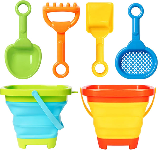 Collapsible Beach Toys Set for Kids - Foldable Sand Bucket and Spade Beach Set Kids,Outdoor Sandbox & Camping,Gardening & Beach Play