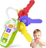 Car Keys Teething Toys for Baby - Baby Key Teether Infant Chew Toy,Sensory Learning & Fine Motor Skills Baby Toys with Music & Lights,Toddlers Educational Gift/Travel Toys for Boys & Girls (Green)