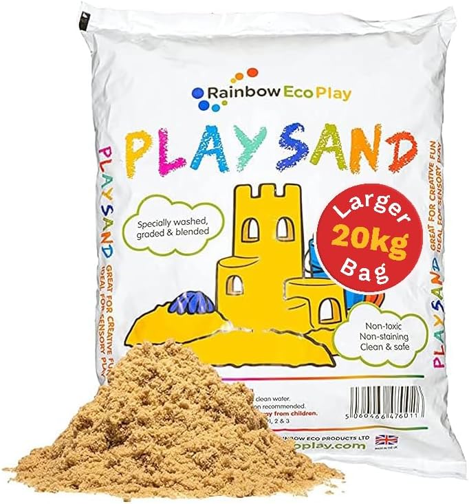Rainbow Eco Play Sand - 20kg Natural, Non-Toxic Sand for Kids - Sandpit, Building, Sensory Play