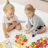 120pcs Creative Mosaic Puzzle,Wooden Pattern Blocks Set,Shape Matching Game,Wooden Puzzle Blocks,Tangram Puzzles For Kids,Montessori Preschool Learning Activity Stem Gift For Aged 3 5 6 8 12
