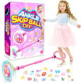 Toys for 3-8 Year Old Kids: Ankle Skip Ball Toy for Kids Gifts for 3 4 5 6 7 8 9 10 Year Old Boys Girls Flashing Wheel Skip Ball Fitness Sports Toy Outdoor Skipping Game Toys Purple