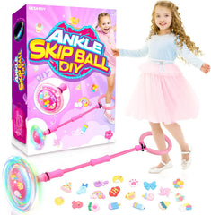 Toys for 3-8 Year Old Kids: Ankle Skip Ball Toy for Kids Gifts for 3 4 5 6 7 8 9 10 Year Old Boys Girls Flashing Wheel Skip Ball Fitness Sports Toy Outdoor Skipping Game Toys Purple