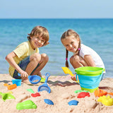 Collapsible Beach Toys Set for Kids - Foldable Sand Bucket and Spade Beach Set Kids,Outdoor Sandbox & Camping,Gardening & Beach Play