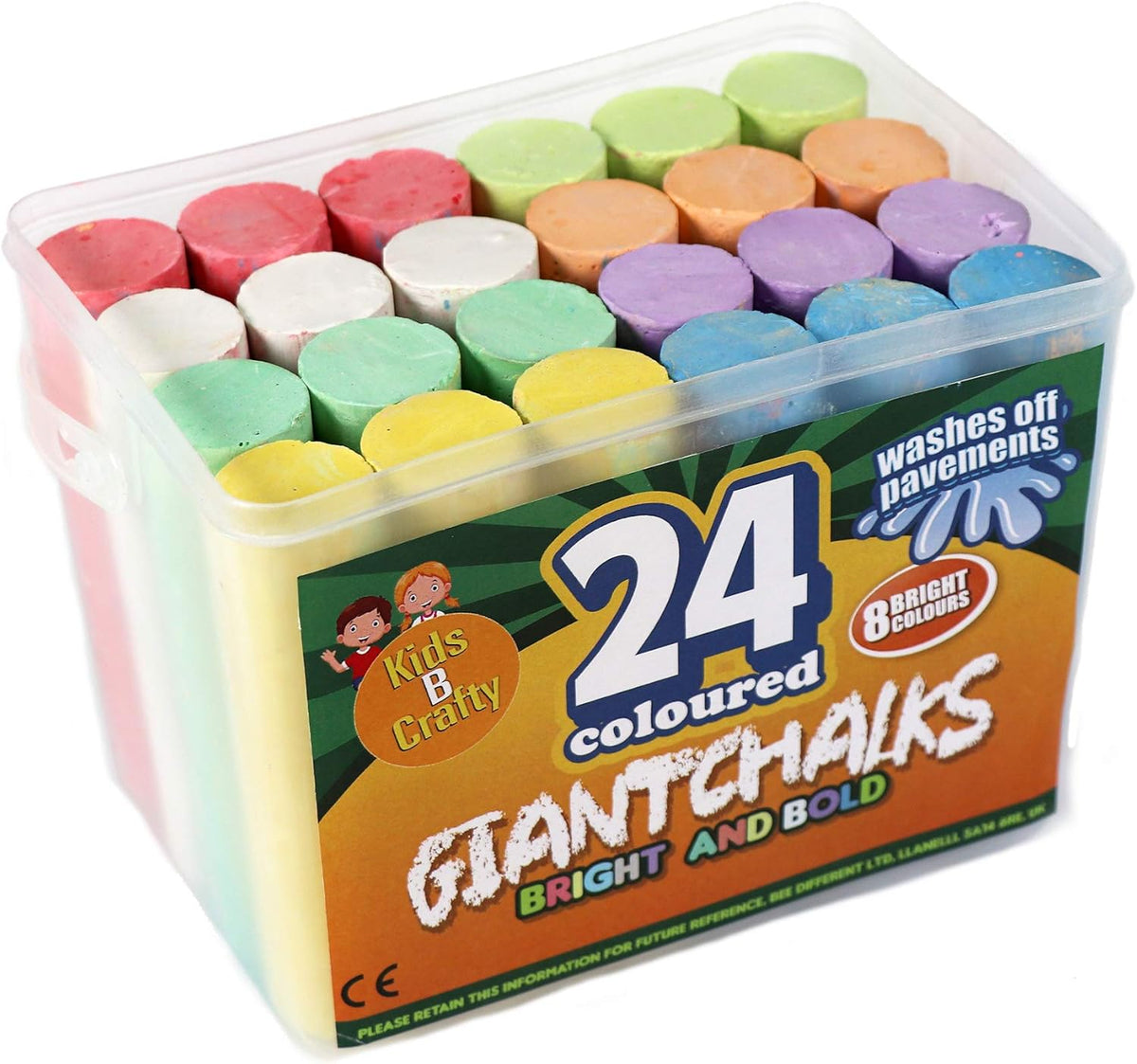 24 Giant Washable Pavement Chalks for Kids Outdoor Drawing