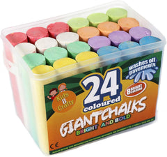 24 Giant Washable Pavement Chalks for Kids Outdoor Drawing