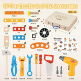 Vanplay Wooden Kids Tool Set – 39 Piece Montessori Pretend Play Tool Box with Toy Drill