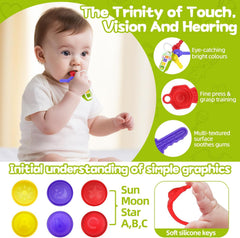 Car Keys Teething Toys for Baby - Baby Key Teether Infant Chew Toy,Sensory Learning & Fine Motor Skills Baby Toys with Music & Lights,Toddlers Educational Gift/Travel Toys for Boys & Girls (Green)