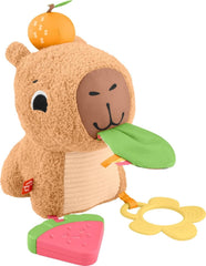 Fisher-Price Snuggly Snacky Capybara Plush Sensory Toy – Baby Teether, Rattle & Activity Soft Toy