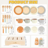 Dreamon Wooden Play Food Tea Set – 27 Piece Wooden Kitchen Accessories Set for Toddlers
