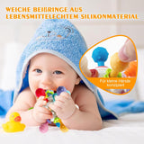 Sensory Teething Toys Teether for 3 Months Baby, Grabbing Ball Baby Toy, Silicone Teething Ring, Montessori Motor Skills Toy, Baby Rattle, Babies Gifts for 0 6 9 Months 1 Year (White)