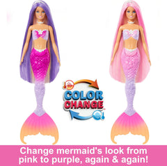 Barbie Mermaid Doll “Malibu” – Colour Changing Fantasy Doll with Accessories & Pet Dolphin (HRP97)