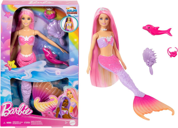 Barbie Mermaid Doll “Malibu” – Colour Changing Fantasy Doll with Pet Dolphin & Accessories