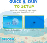 Splosh Inflatable Family Swimming Pool - Large Rectangle Kids Paddling Pool 2m x 1.5m - Easy To Inflate - Kids Paddling Pools For Garden