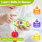 Car Keys Teething Toys for Baby - Baby Key Teether Infant Chew Toy,Sensory Learning & Fine Motor Skills Baby Toys with Music & Lights,Toddlers Educational Gift/Travel Toys for Boys & Girls (Green)