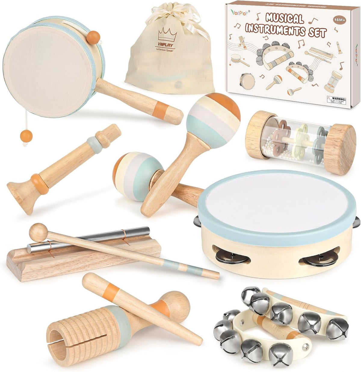 Kids Wooden Musical Instruments Set – Educational Music Toys for Toddlers