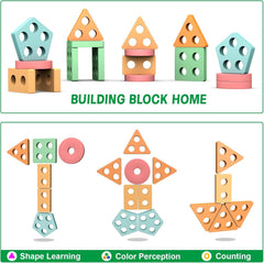 OSLINE Montessori Wooden Shape Sorter & Stacking Toy – Educational Learning Puzzle for Toddlers