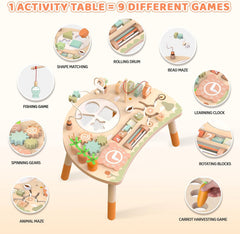 9-in-1 Wooden Montessori Activity Table for Toddlers – Sensory Learning & Educational Play Toy