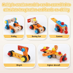 Vanplay Wooden Kids Tool Set – 39 Piece Montessori Pretend Play Tool Box with Toy Drill