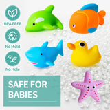 No Hole No Mould Baby Bath Toys - 9PCS Mould Free Bath Toys for 1 2 3 4 Year Olds Toddler Kids Swimming Pool Toys Sea Animals Water Play Toys for Boys Girls