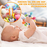 Sensory Teething Toys Teether for 3 Months Baby, Grabbing Ball Baby Toy, Silicone Teething Ring, Montessori Motor Skills Toy, Baby Rattle, Babies Gifts for 0 6 9 Months 1 Year (White)