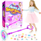 Toys for 3-8 Year Old Kids: Ankle Skip Ball Toy for Kids Gifts for 3 4 5 6 7 8 9 10 Year Old Boys Girls Flashing Wheel Skip Ball Fitness Sports Toy Outdoor Skipping Game Toys Purple