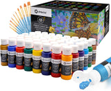 Artecho Acrylic Paint Set – 18 Colours with 10 Paint Brushes | Waterproof Non-Toxic Art Paint Kit