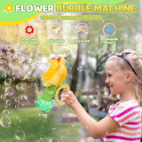 Jovicos Bubble Machine for Kids, Rechargeable Dancing Sunflower Bubble Maker, Light Up Automatic Bubble Blower Toys for Baby Childrens Girls Gift, Bubble Gun Party Favors