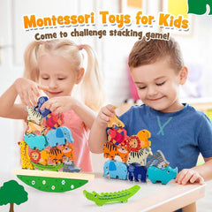 Maxricus Montessori Wooden Animal Stacking Toy – Balance & Building Game for Toddlers