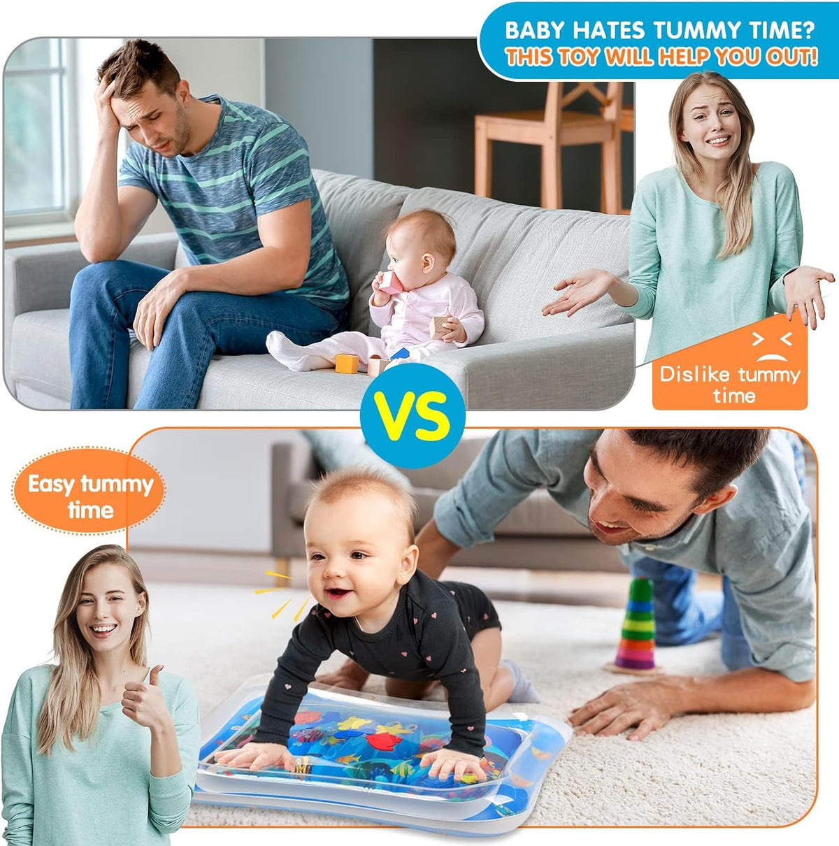 Infinno Inflatable Tummy Time Water Play Mat – Sensory Activity Toy for Babies