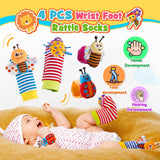 Wootoyz Baby Toys for 0 3 6 9 12 Months Babies,Infant Toys for 0-12 Months Newborn Toys Baby Rattle Sensory Toys for Babies 6-18 Months Wrist Socks with Box Set 0-6 Months Baby Gift Baby Rattle Socks
