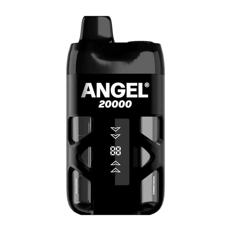 Black electronic device with 'ANGEL' branding on a white background