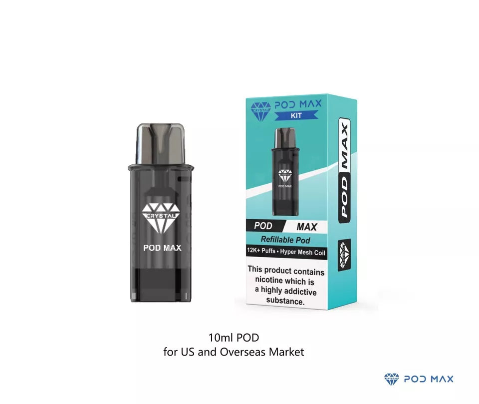 💨 Crystal Pod Max Reusable Vape Kit – 12,000 Puffs | 1000mAh Battery | Mesh Coil | 2ml/10ml Pod Options 🔥 UK Stock
