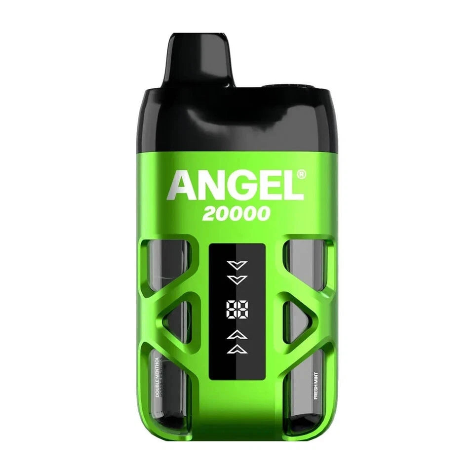Green and black electronic device with 'ANGEL' branding on a white background
