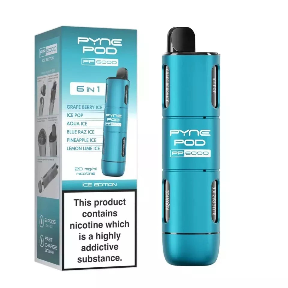 🔥 Pyne Pod 6-in-1 PP6000 Disposable Vape – 20mg Nic Salt | 6000 Puffs | UK Stock 🇬🇧