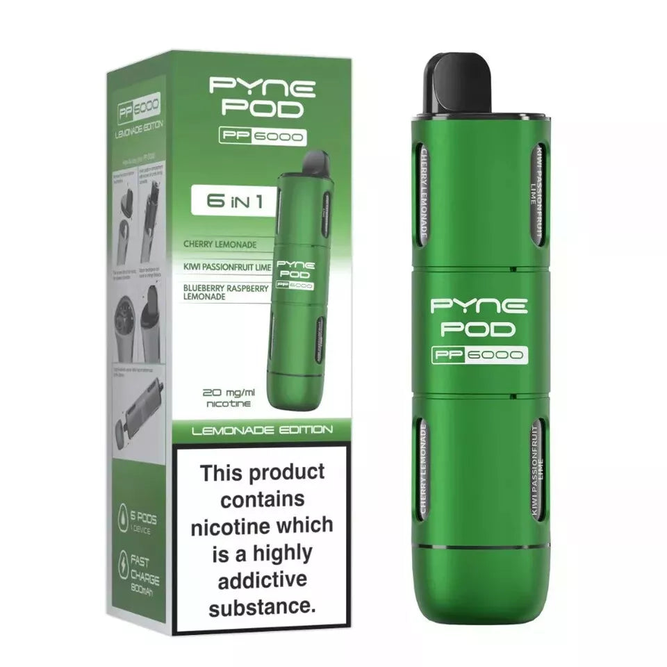 🔥 Pyne Pod 6-in-1 PP6000 Disposable Vape – 20mg Nic Salt | 6000 Puffs | UK Stock 🇬🇧
